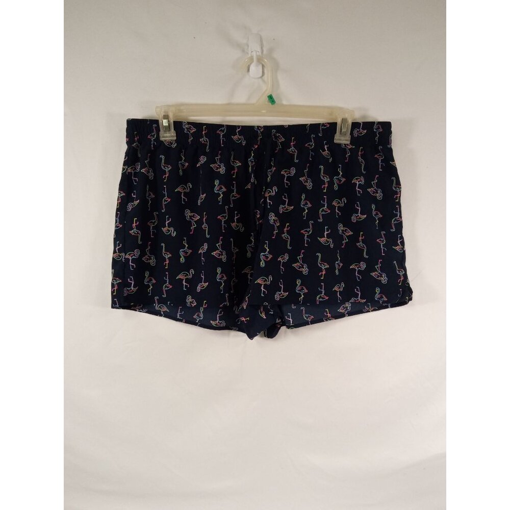 City Streets Men's Blue Pink Neon Flamingo Novelty Lounge Shorts Size XL